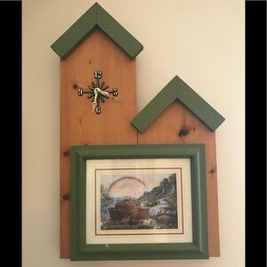 ⭐️Rare Vintage 1980’s Noah’s Ark Wood Clock Picture